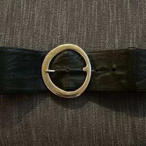 🪩🕺🏻Chic 100% leather round gold buckle belt 💃